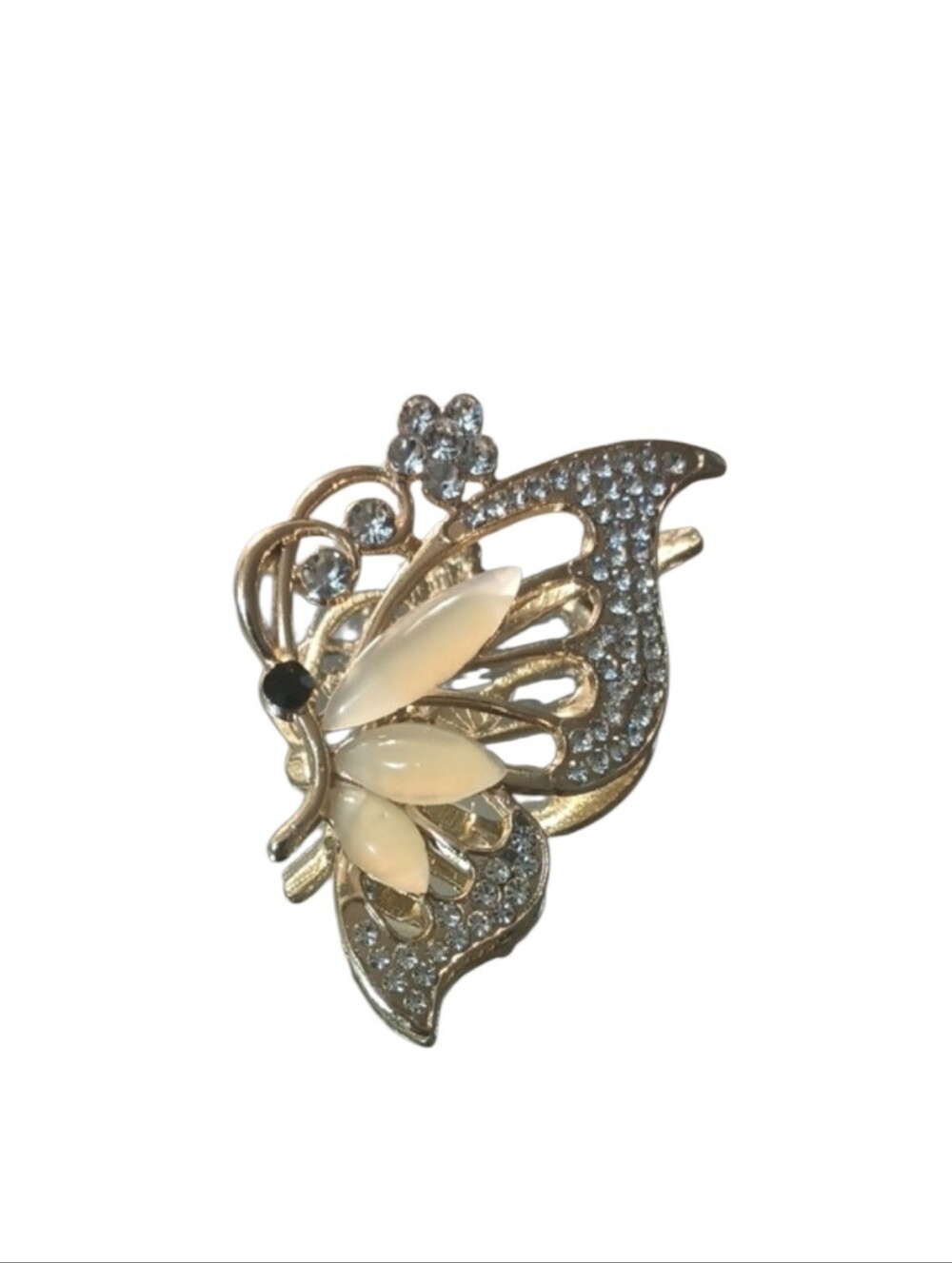 Gorgeous Butterfly & Rhinestone Brooch Pin - Gold